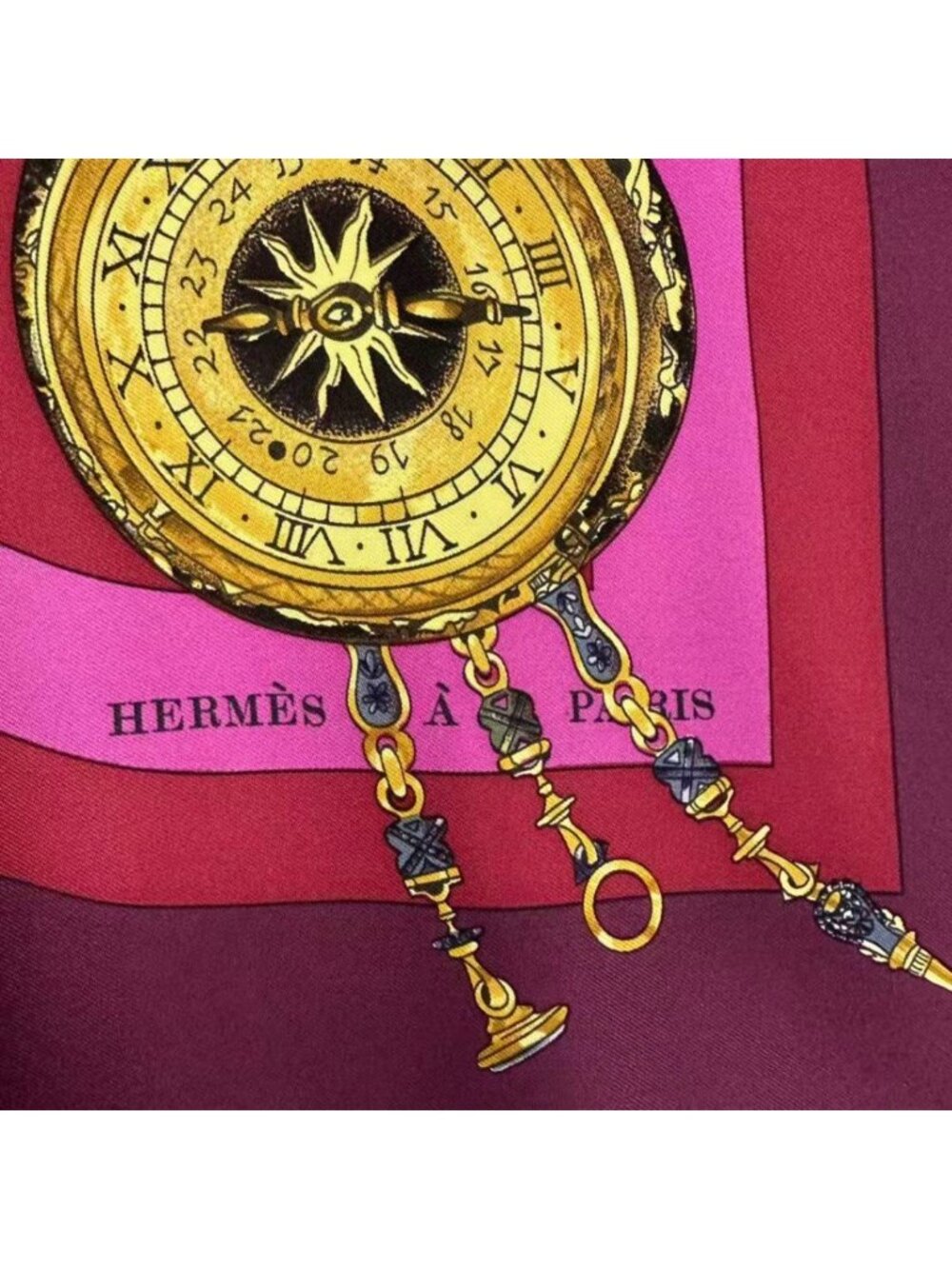 Hermes Silk Carre 90 Parmi les Fleurs Je Compte les Heures Time Spent - Picture 8 of 8
